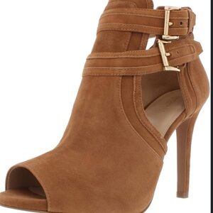 MICHAEL KORS Blaze Suede Brown Open-Toe Bootie Size 7.5